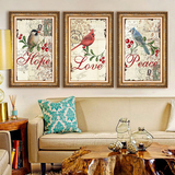 美式欧式客厅装饰画沙发背景墙有框三联画卧室挂画玄关壁画 小鸟