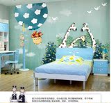 环保壁画一整幅装饰现代卡通儿童房卧室床头背景无缝墙纸壁画