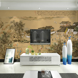 3d中式壁纸客厅沙发餐厅电视背景墙纸壁画立体国画水墨清明上河图
