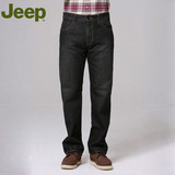 JEEP吉普专柜正品男裤 加绒男士牛仔裤黑色直筒宽松型厚JW12WN151
