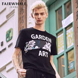 马克华菲短袖T恤  2016春季新品男士个性字母图案拼接短袖上衣