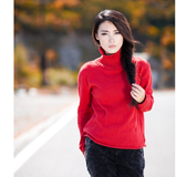 2015秋文艺范女长袖高领纯棉针织衫复古毛衣打底衫
