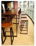美式复古酒吧吧台椅家用餐椅前台高脚凳时尚简约做旧实木铁艺椅子