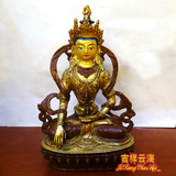藏传密宗佛教用品 仿尼泊尔工艺半鎏金纯铜佛像 地藏王菩萨高22cm