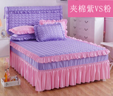 韩版花边纯色夹棉床裙床罩单件加厚床罩床头罩床垫保护套床套包邮