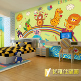 定制大型壁画卡通可爱梅花鹿动物儿童房幼儿园背景墙客厅墙纸壁纸
