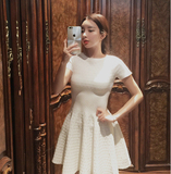 韩国代购女装夏季新款韩版气质修身显瘦收腰A字裙中长款连衣裙