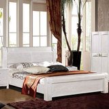 全实木1.8米婚床白色榆木气压高箱储物床擦金开放漆现代雕花床