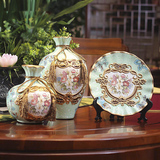 美式乡村陶瓷创意花瓶三件套欧式家居客厅玄关电视柜装饰复古摆件
