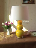 地中海黄色三节葫芦陶瓷台灯禅意现代简约风格样板房酒店装饰台灯
