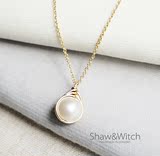 Shaw&Witch手工 进口14K金 天然淡水珍珠 单颗 梨花 锁骨链 项链