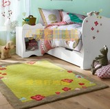 时尚绿色小花卡通地毯儿童房地毯客厅卧室满铺游戏手工腈纶地毯