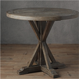 美式乡村风格实木拼花圆餐桌 北欧工业风格饭桌 创意高档出口家具