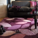 田园温馨紫色叶子地毯客厅茶几地毯卧室床边手工腈纶地毯定制特价