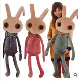 包邮HWD创意个性大眼睛兔 可爱蝴蝶结小兔子毛绒玩具公仔长抱枕
