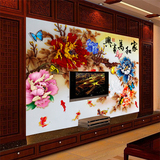 牡丹花大型壁画壁纸客厅立体中式墙纸3d背景墙壁纸电视家和万事兴