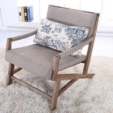 北欧沙发椅 实木 休闲椅布艺沙发椅子咖啡桌椅套装水曲柳实木椅