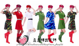 广场白色绿色红色新款军旅迷彩舞蹈演出短袖女兵服海军表演军队服