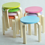 宜家厂家直营时尚实木彩色圆凳 儿童凳 圆形矮凳 小圆凳子 茶几凳
