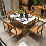 新红阳家具大理石餐桌椅子组合实木颗粒橡木简约中式特价玻璃05