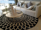 简约时尚 客厅地毯 欧式圆形地毯 沙发地毯 茶几电脑椅垫黑色定制