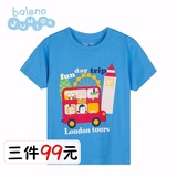 Baleno班尼路 春夏季新品休闲圆领短袖男童T恤 汽车图案印花童装