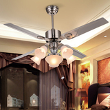 简约欧式带灯吊扇灯客厅卧室餐厅LED风扇灯玻璃灯罩6头艺术吊灯具