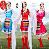 2016新款藏族舞蹈演出服女藏族舞服水袖表演服饰蒙古服民族大摆裙