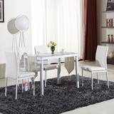 现代简约时尚餐桌钢化玻璃餐桌一套一桌六椅黑白餐椅100cm特价！