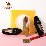 Camel骆驼女鞋 轻便舒适 头层磨砂牛皮圆头平跟休闲女鞋 2015新款