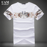 UAM2016新款丝光莫代尔棉修身男士短袖t恤 青年白色大码短袖t恤男