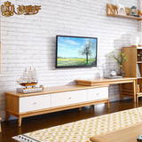 北欧原木电视柜 现代简约实木可伸缩电视柜 地柜客厅家具BO102