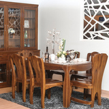 宅家 缅甸全柚木一桌六椅四椅餐桌椅组合现代简约全实木餐厅家具