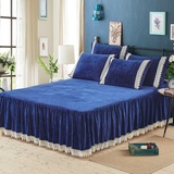 纯色水晶绒加厚保暖防滑床罩床裙单件1.8m床保护套床单1.5m床特价