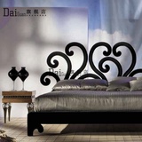 DAIGUAN 新古典后现代简约时尚实木雕花布艺软包婚床双人床 DH335