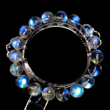 包邮 一物一图 极品收藏级斯里兰卡蓝光 彩虹光玻璃体月光石手链
