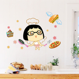 可移除创意卡通墙壁贴画 个性餐厅冰箱橱柜贴 餐厅厨房布置墙贴纸