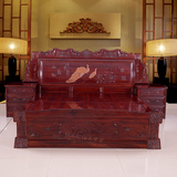 红木大床雕花非洲酸枝孔雀檀雕大床高箱大床非酸1.8米双人床家具