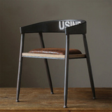 美式loft复古简约实木餐椅铁艺吧台椅时尚休闲靠背咖啡椅星巴克椅