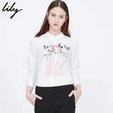 Lily2016春新款女装欧美通勤水彩印花全棉舒适衬衫116110C4501