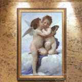 恒美手绘油画MB19名画临摹复古欧式法式玄关卧式装饰壁画天使小孩