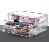 透明化妆品塑料收纳盒三层4抽屉式大号梳妆台桌面韩式彩妆储物盒