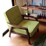 日式北欧小户型客厅家具布艺沙发单人双人简易实木咖啡厅椅子A09