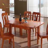 实木餐桌 伸缩橡胶木长方形西餐桌 现代简约小户型中式饭桌T8082