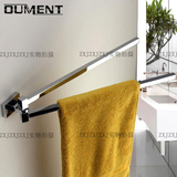 方形全铜可旋转毛巾架 洗手间活动双杆单杆 浴室不锈钢毛巾挂杆