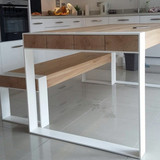 现代简约实木餐桌椅组合美式复古铁艺桌饭桌书桌长方形原木办公桌