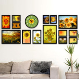 实木照片背景墙相框墙组合田园创意客厅卧室向日葵装饰画C008