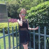 夏季韩版新款女装宽松气质俏皮网面镂空网纱中长款连衣裙罩衫女潮