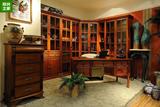 实木书房家具书柜书架自由组合美式乡村玻璃柜酒柜欣兴之家松木