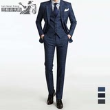 韩国代购男西装时尚商务男式礼服修身韩版气质格子男士西服套装潮